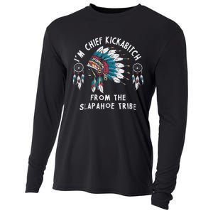 Chief Kickabitch Slapahoe Tribe Funny Native Cooling Performance Long Sleeve Crew