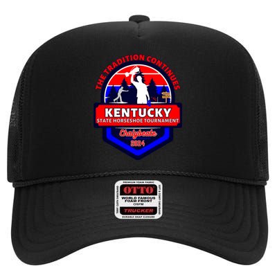 Chalybeate Ky State Horseshoe Pitching Tournament 2024 High Crown Mesh Back Trucker Hat