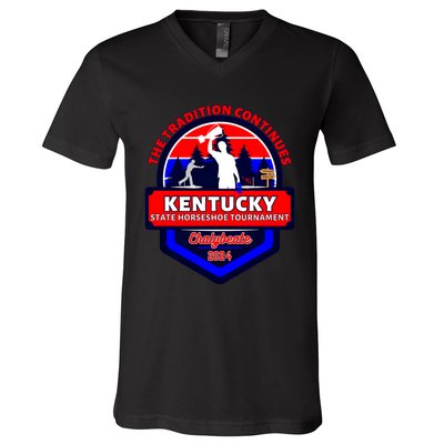 Chalybeate Ky State Horseshoe Pitching Tournament 2024 V-Neck T-Shirt