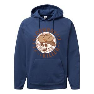 Cow Killer Skull Halloween Western Cow Country Gift Performance Fleece Hoodie