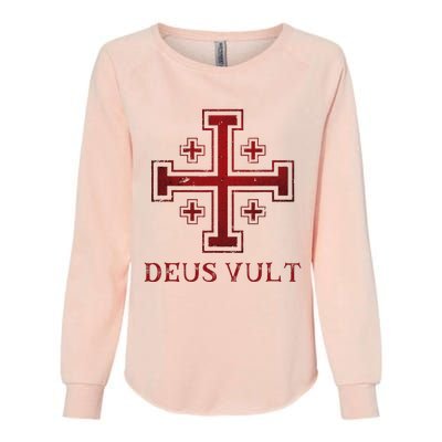 Catholic Knight Templar Crusader Cross Womens California Wash Sweatshirt