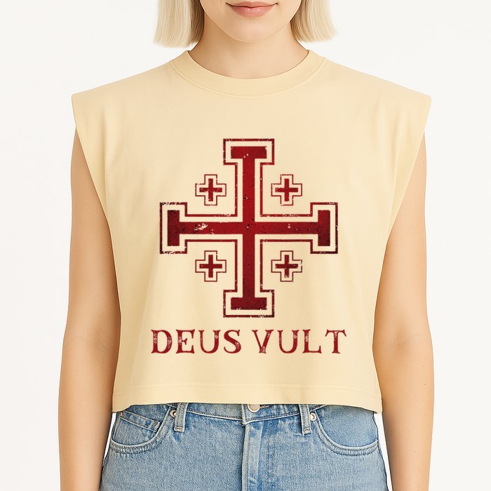 Catholic Knight Templar Crusader Cross Garment-Dyed Women's Muscle Tee