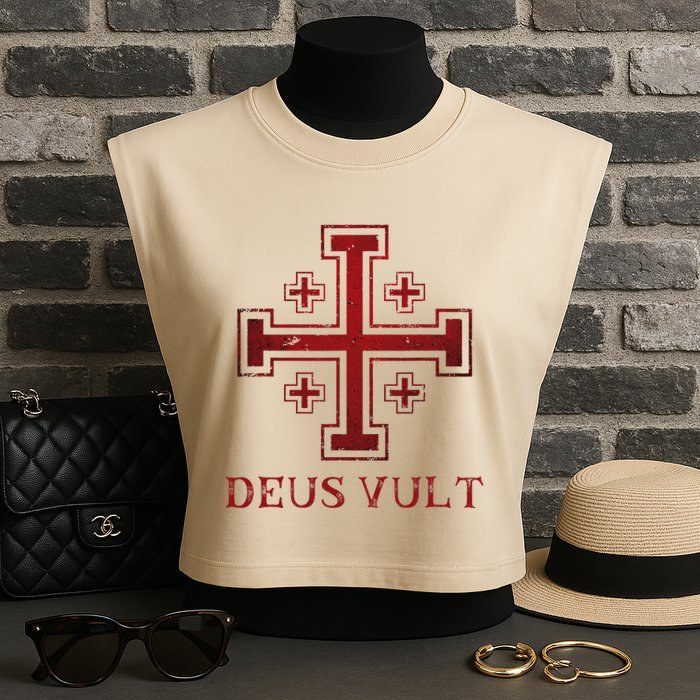 Catholic Knight Templar Crusader Cross Garment-Dyed Women's Muscle Tee