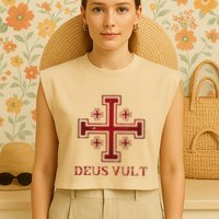 Catholic Knight Templar Crusader Cross Garment-Dyed Women's Muscle Tee