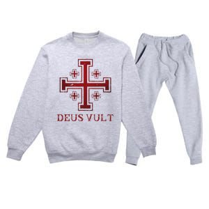 Catholic Knight Templar Crusader Cross Premium Crewneck Sweatsuit Set