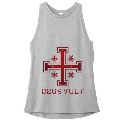 Catholic Knight Templar Crusader Cross Ladies PosiCharge Tri-Blend Wicking Tank