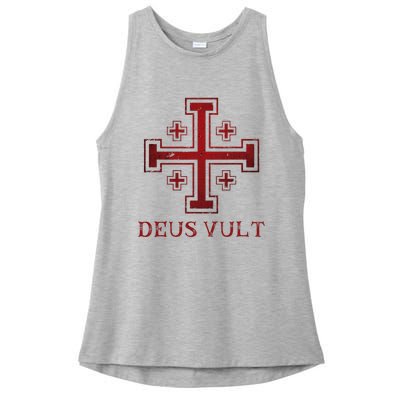 Catholic Knight Templar Crusader Cross Ladies PosiCharge Tri-Blend Wicking Tank