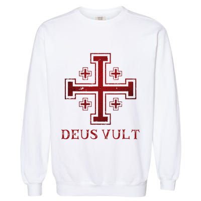 Catholic Knight Templar Crusader Cross Garment-Dyed Sweatshirt