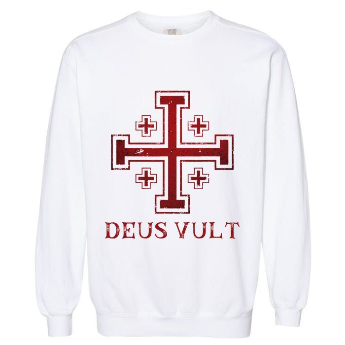 Catholic Knight Templar Crusader Cross Garment-Dyed Sweatshirt