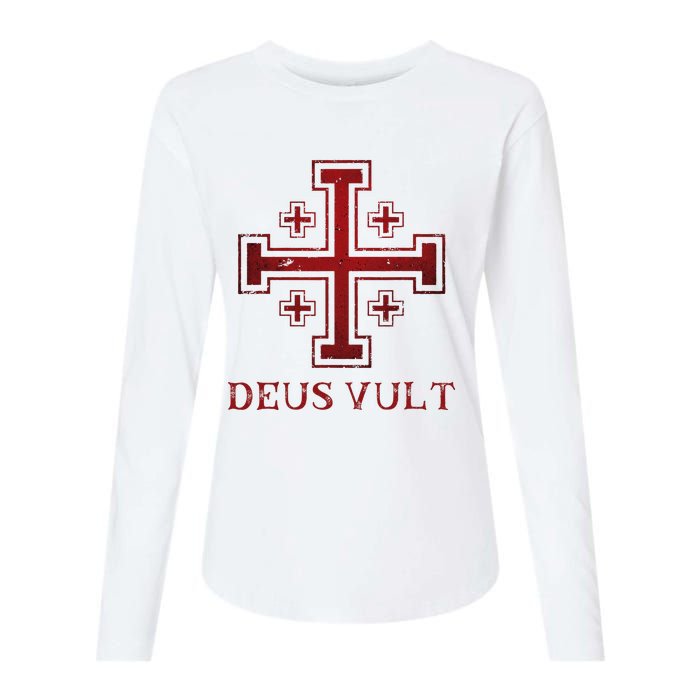 Catholic Knight Templar Crusader Cross Womens Cotton Relaxed Long Sleeve T-Shirt