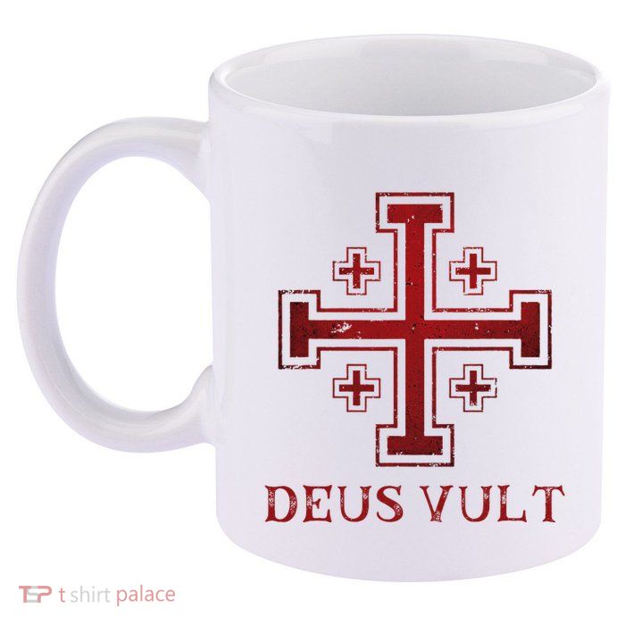 Catholic Knight Templar Crusader Cross 11oz C Handle Ceramic Mug