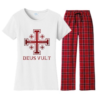 Catholic Knight Templar Crusader Cross Women's Flannel Pajama Set