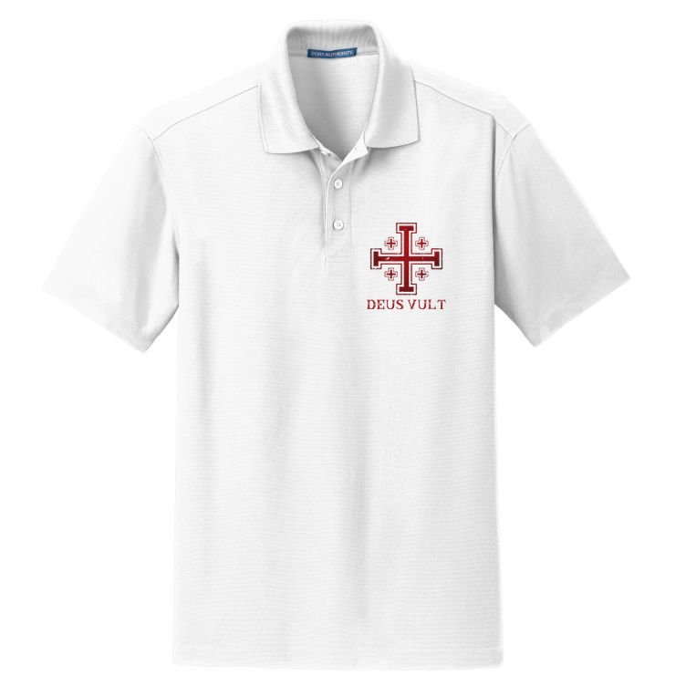 Catholic Knight Templar Crusader Cross Dry Zone Grid Polo