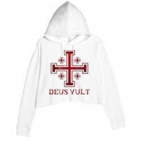 Catholic Knight Templar Crusader Cross Crop Fleece Hoodie