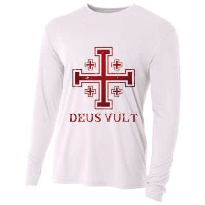 Catholic Knight Templar Crusader Cross Cooling Performance Long Sleeve Crew