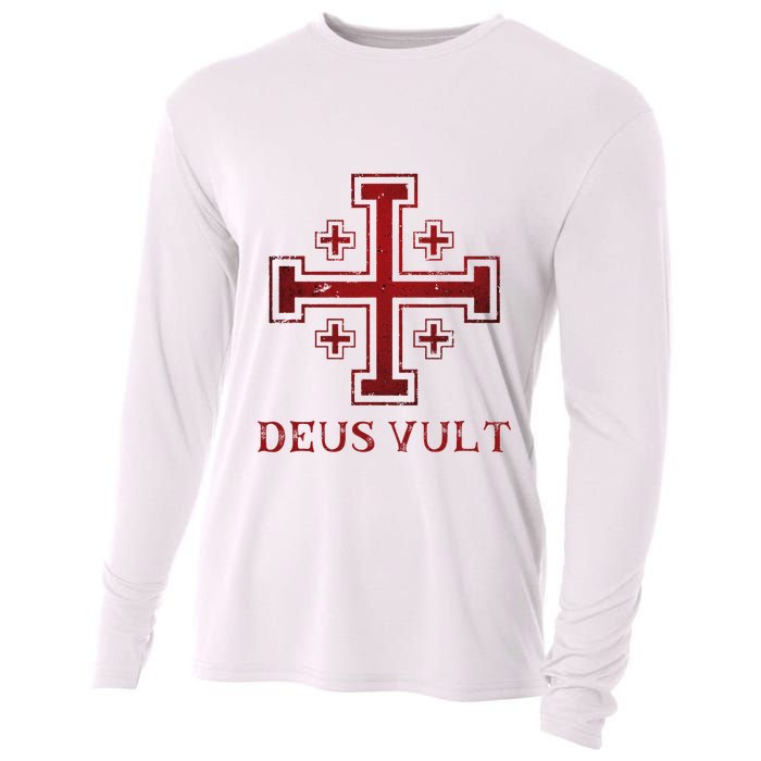 Catholic Knight Templar Crusader Cross Cooling Performance Long Sleeve Crew