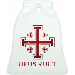 Catholic Knight Templar Crusader Cross Ceramic Bell Ornament