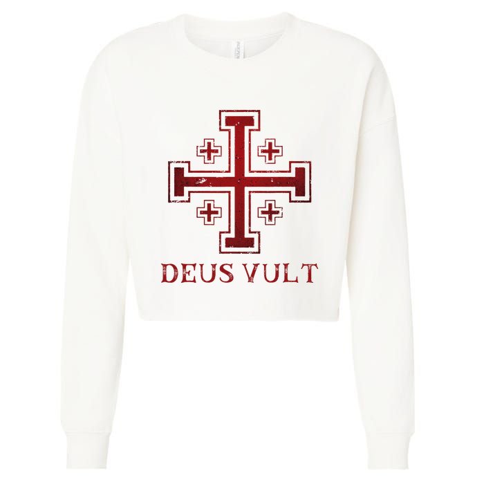 Catholic Knight Templar Crusader Cross Cropped Pullover Crew