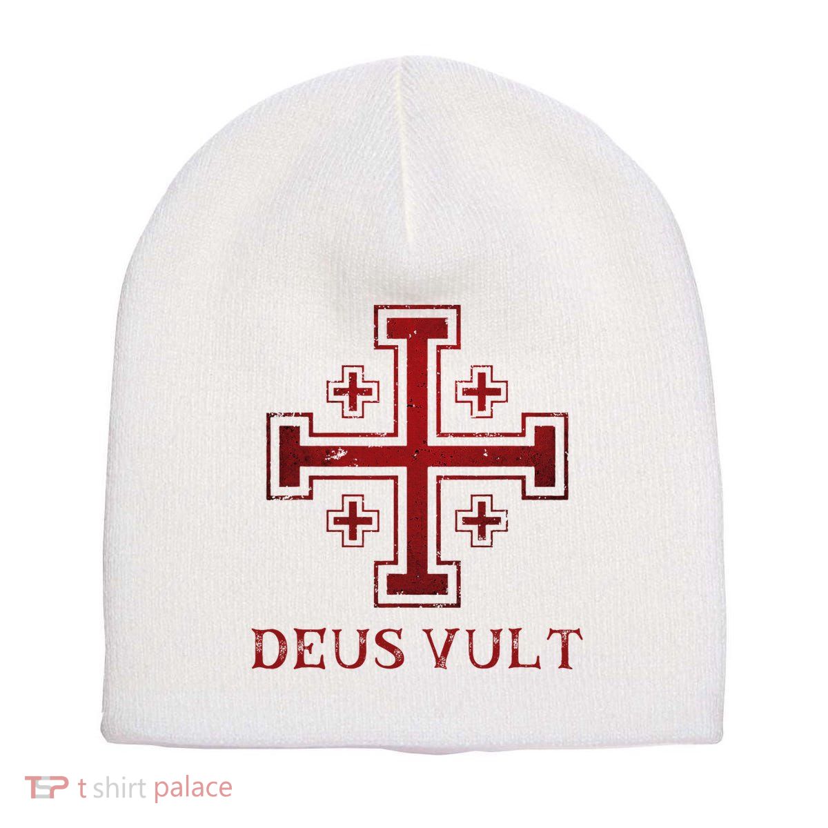 Catholic Knight Templar Crusader Cross Short Acrylic Beanie