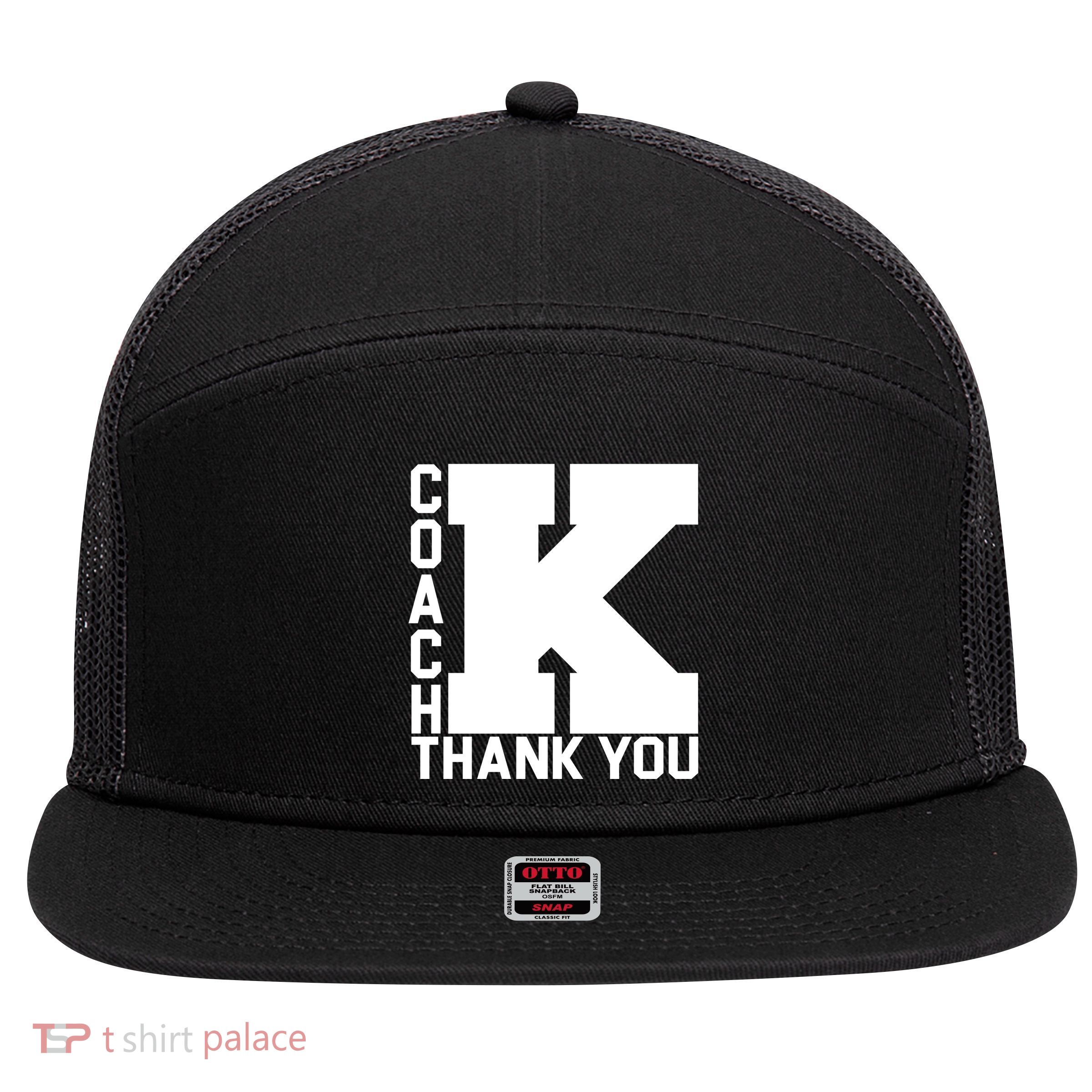 Coach K Thank You 7 Panel Mesh Trucker Snapback Hat