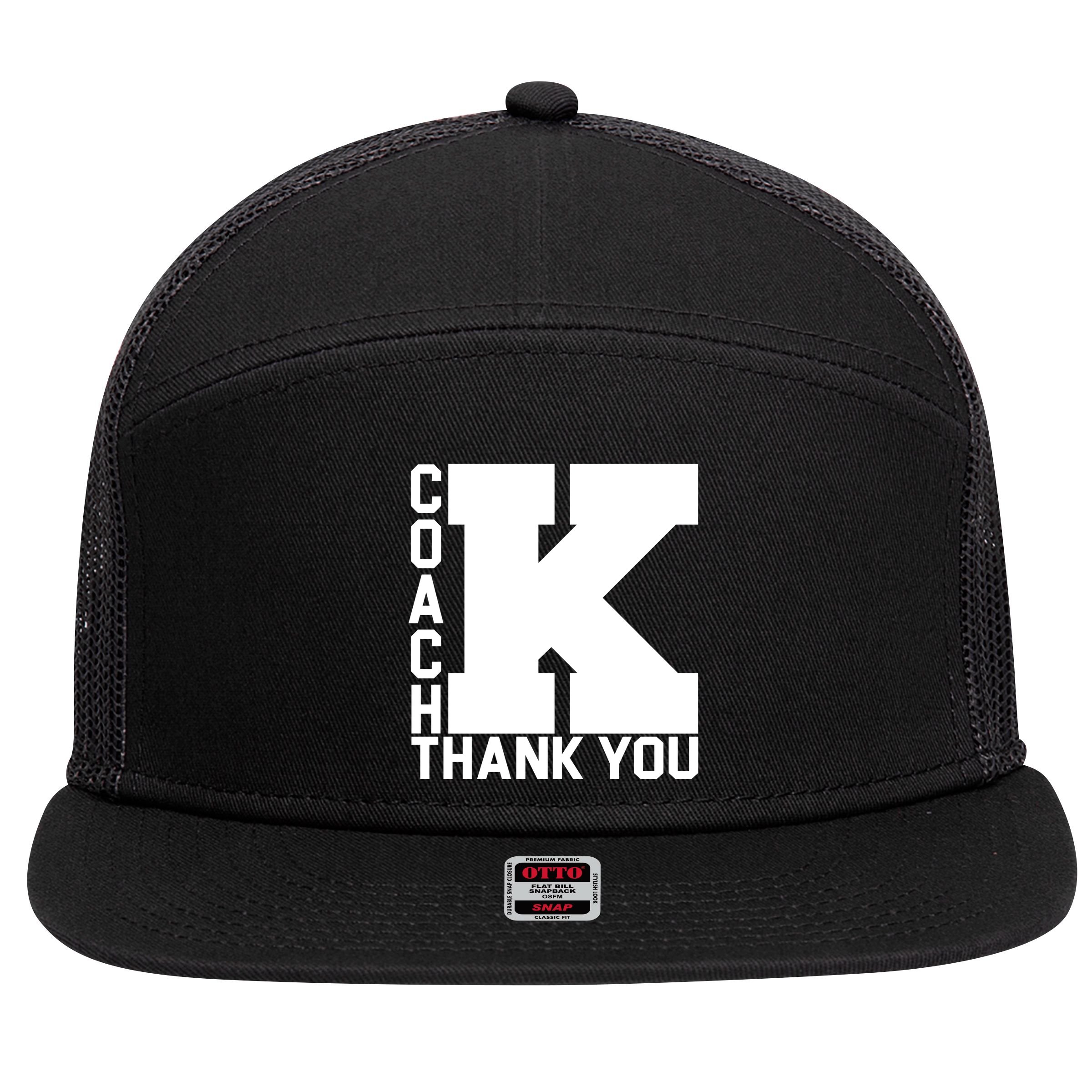 Coach K Thank You 7 Panel Mesh Trucker Snapback Hat