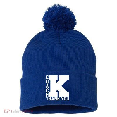 Coach K Thank You Pom Pom 12in Knit Beanie