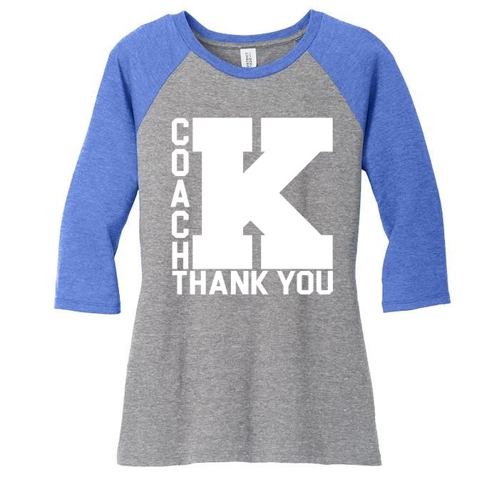 Coach K Thank You Women's Tri-Blend 3/4-Sleeve Raglan Shirt