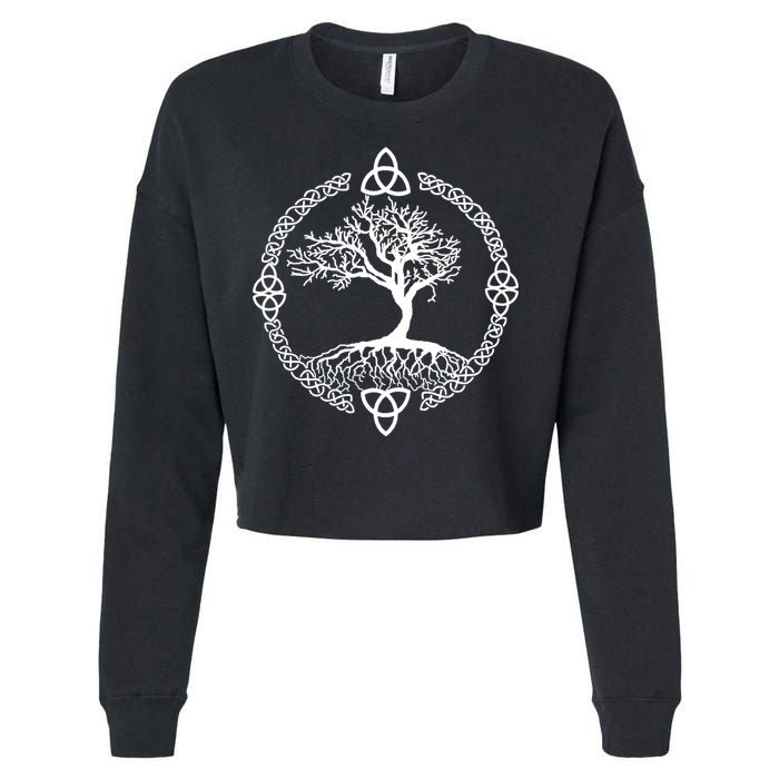 Celtic Knot Tree of Life Yggdrasill Cropped Pullover Crew