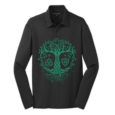 Celtic Knot Tree Of Life  Tree Of Life Viking Silk Touch Performance Long Sleeve Polo