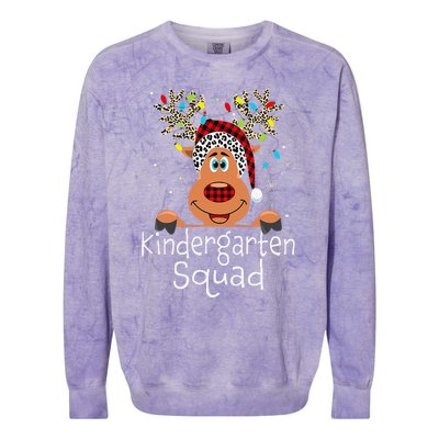 Christmas Kindergarten Teacher Squad Reindeer Teacher Colorblast Crewneck Sweatshirt