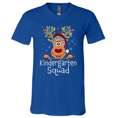 Christmas Kindergarten Teacher Squad Reindeer Teacher V-Neck T-Shirt