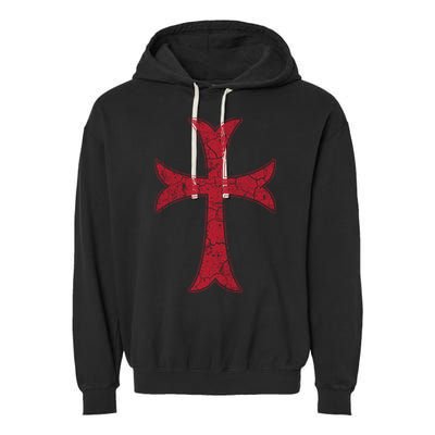 Crusader Knights Templer Cross Garment-Dyed Fleece Hoodie