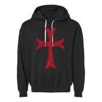 Crusader Knights Templer Cross Garment-Dyed Fleece Hoodie