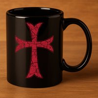 Crusader Knights Templer Cross 11oz C Handle Ceramic Mug