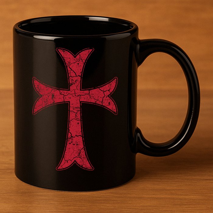 Crusader Knights Templer Cross 11oz C Handle Ceramic Mug