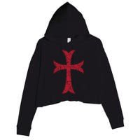 Crusader Knights Templer Cross Crop Fleece Hoodie
