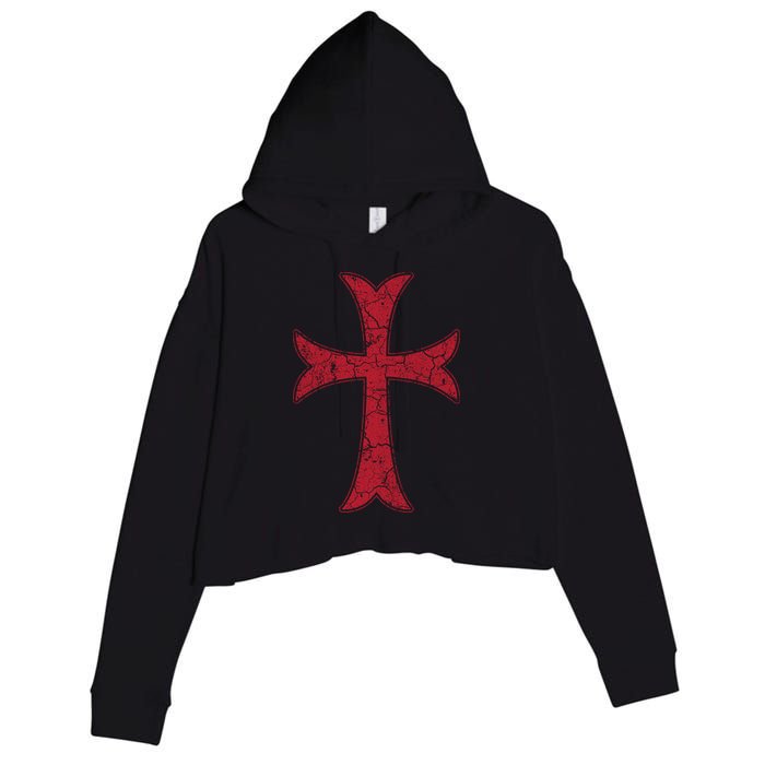 Crusader Knights Templer Cross Crop Fleece Hoodie