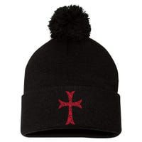 Crusader Knights Templer Cross Pom Pom 12in Knit Beanie