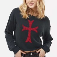 Crusader Knights Templer Cross Cropped Pullover Crew