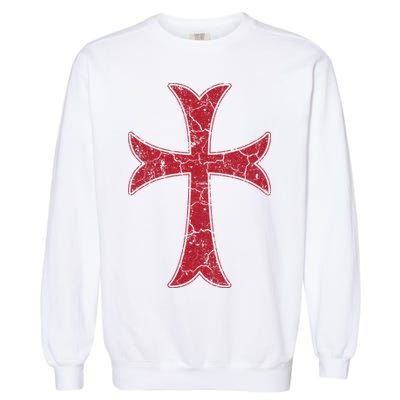 Crusader Knights Templer Cross Garment-Dyed Sweatshirt