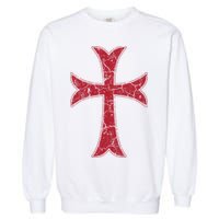 Crusader Knights Templer Cross Garment-Dyed Sweatshirt