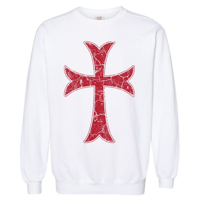 Crusader Knights Templer Cross Garment-Dyed Sweatshirt