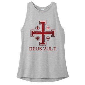 Catholic Knight Templar Crusader Cross Ladies PosiCharge Tri-Blend Wicking Tank