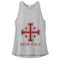 Catholic Knight Templar Crusader Cross Ladies PosiCharge Tri-Blend Wicking Tank