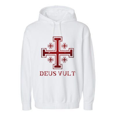 Catholic Knight Templar Crusader Cross Garment-Dyed Fleece Hoodie