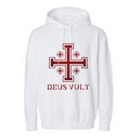 Catholic Knight Templar Crusader Cross Garment-Dyed Fleece Hoodie