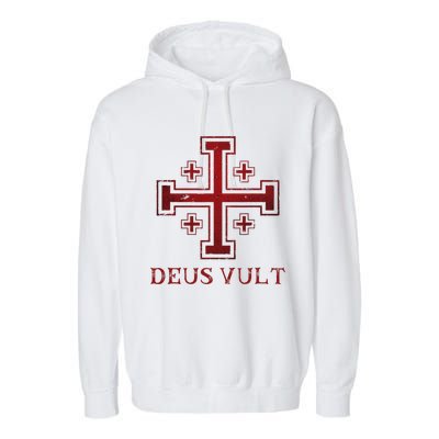 Catholic Knight Templar Crusader Cross Garment-Dyed Fleece Hoodie