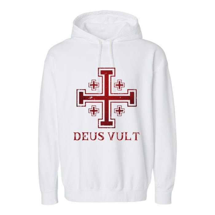 Catholic Knight Templar Crusader Cross Garment-Dyed Fleece Hoodie