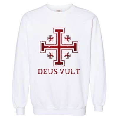 Catholic Knight Templar Crusader Cross Garment-Dyed Sweatshirt