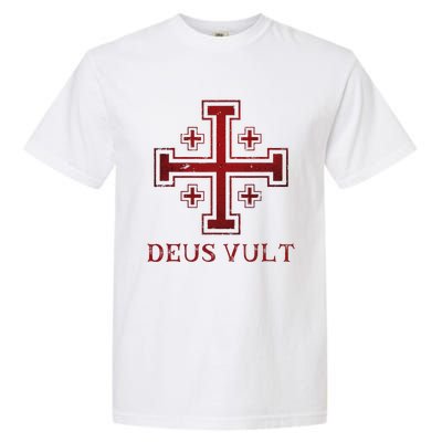 Catholic Knight Templar Crusader Cross Garment-Dyed Heavyweight T-Shirt